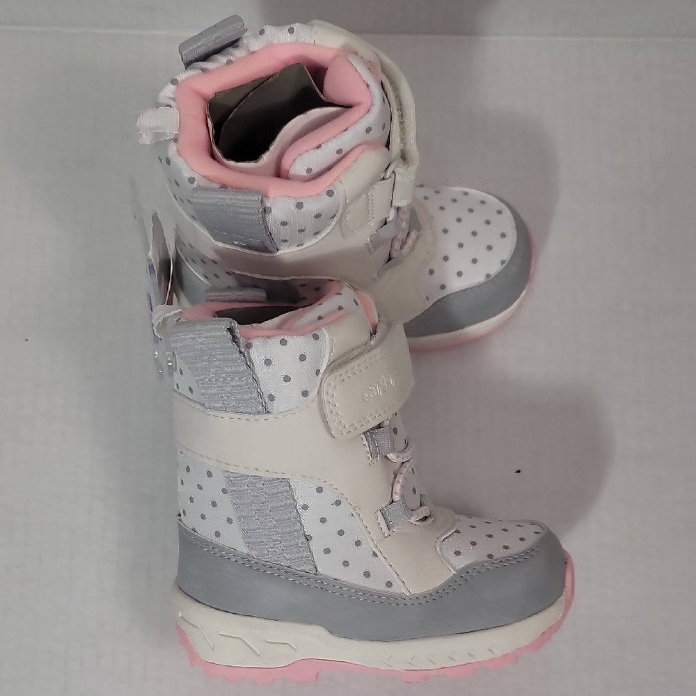 Carter's Polka Dot Kids Boots - Pink, Gray, and White